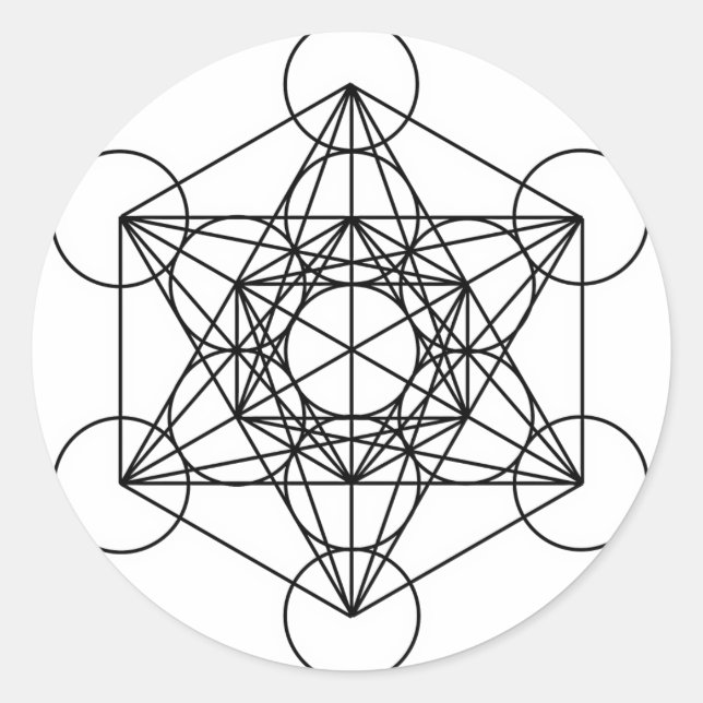 Metatron's Cube (White) Classic Round Sticker (Front)