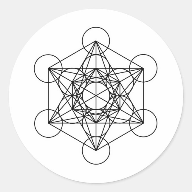 Metatron's Cube (White) Classic Round Sticker (Front)