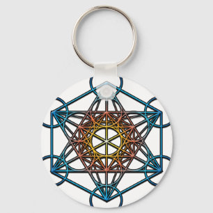 Metatron's Cube(yellow orange blue gradient)Symbol Keychain