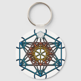 Metatron's Cube(yellow orange blue gradient)Symbol Keychain