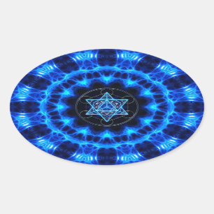 Metatrons dice - Merkaba - star tetrahedron Oval Sticker