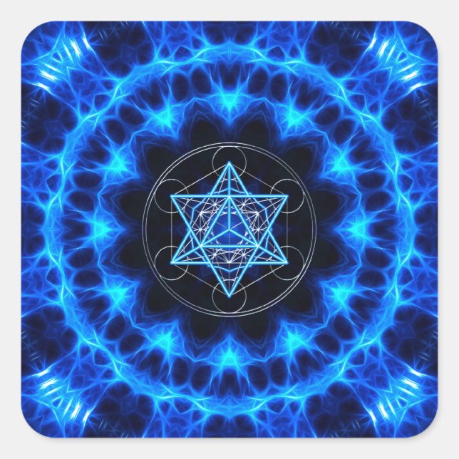 Metatrons Würfel — Merkaba — Stern Tetraeder Square Sticker (Front)