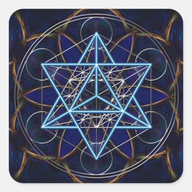 Metatrons Würfel — Merkaba — Stern Tetraeder Square Sticker (Front)