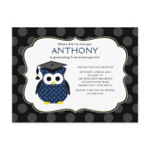 Mete Pois Grad Owl Boy Graduation Invitation