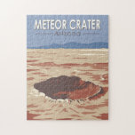 Meteor Crater Arizona Travel Art Vintage Jigsaw Puzzle<br><div class="desc">Meteor Crater in a vector art style. It is a meteorite impact crater about 37 mi east of Flagstaff and fragments of the meteorite are officially called the Canyon Diablo Meteorite,  after the adjacent Cañon Diablo.</div>