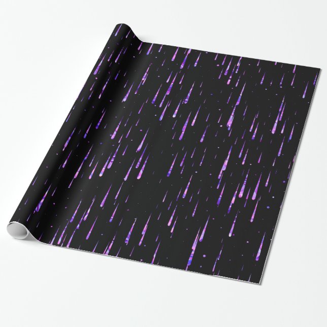 Meteor Rain - Purple Wrapping Paper (Unrolled)
