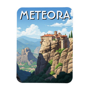 Meteora Greece Travel Landscape vintage Magnet