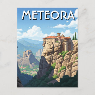 Meteora Greece Travel Landscape vintage Postcard