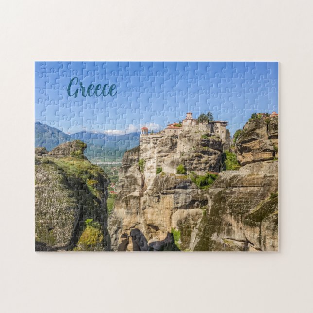 Meteora Monasteries Greece, Watercolor Travel Jigsaw Puzzle (Horizontal)