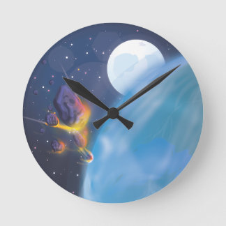 Meteorite Entering Earths Atmosphere Round Clock