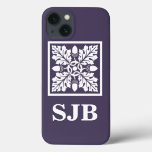 Meteorite Purple Acorn and Leaf Tile Design iPhone 13 Case