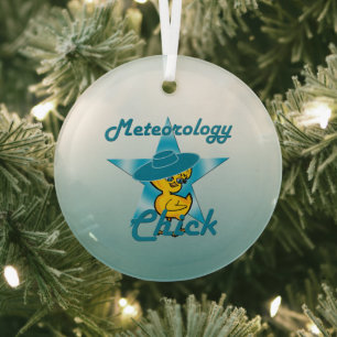 Meteorology Chick #7 Glass Ornament