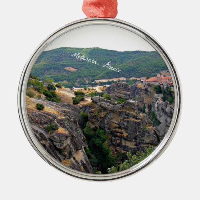 Meterora, Greece landscape Metal Ornament (Front)