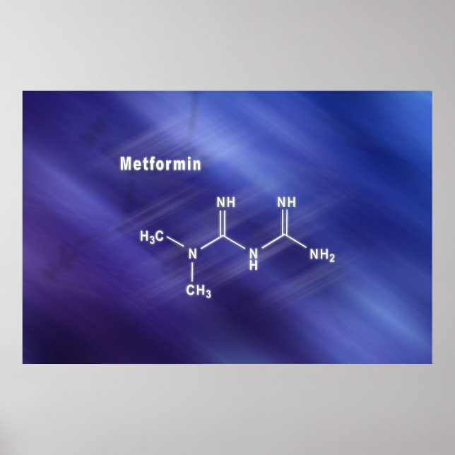 Metformin diabetes drug, Structural chemical formu Poster (Front)