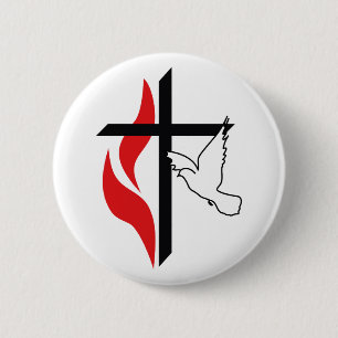 Methodist cross and Dove 2 Inch Round Button