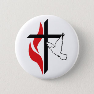 Methodist cross and Dove 2 Inch Round Button