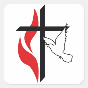 Methodist cross and Dove Square Sticker