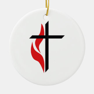 METHODIST CROSS CERAMIC ORNAMENT