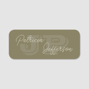 Meticulous Loden Green Grey Monogram Professional Name Tag