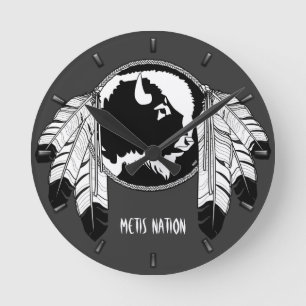 Metis Clock First Nation Spirit Buffalo Wall Clock
