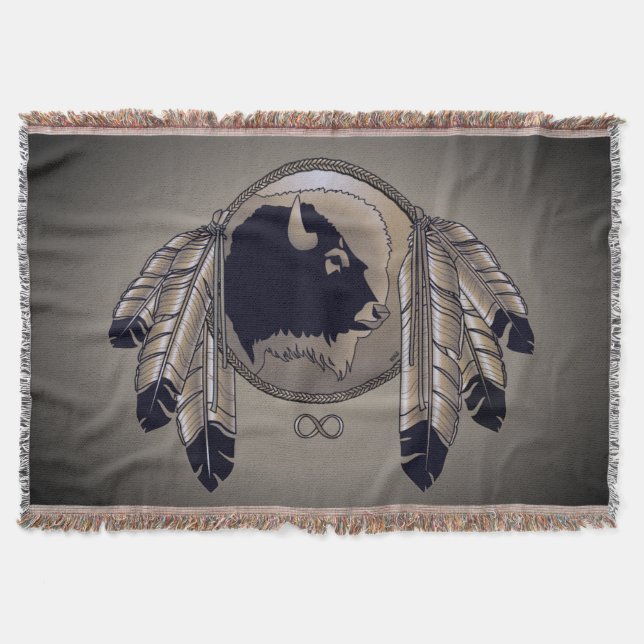 Metis First Nation Blanket Spirit Animals Throw (Front)