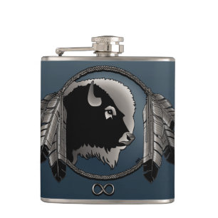 Metis Flask Custom Spirit Buffalo Metis Art Flask