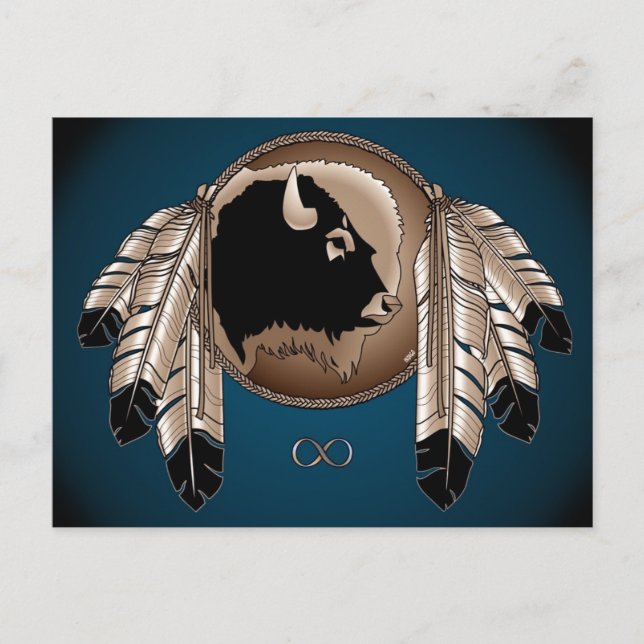 Metis Nation Postcards Buffalo Native Art Cards (Front)
