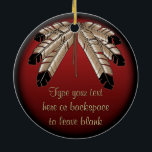 Metis Ornament Personalized First Nations Keepsake<br><div class="desc">Tribal Art Ornaments Personalized First Nations Keepsakes Metis Pride Wildlife Art Decorations Customizable Christmas Ornaments Metis Gifts & Native Art Keepsakes for Men Women Boys Girls Home & Office Beautiful Your Name Here First Nations Gifts Spirit Buffalo Gifts Design by Canadian Artist / Designer Kim Hunter. See www.kimhunter.ca and shop...</div>