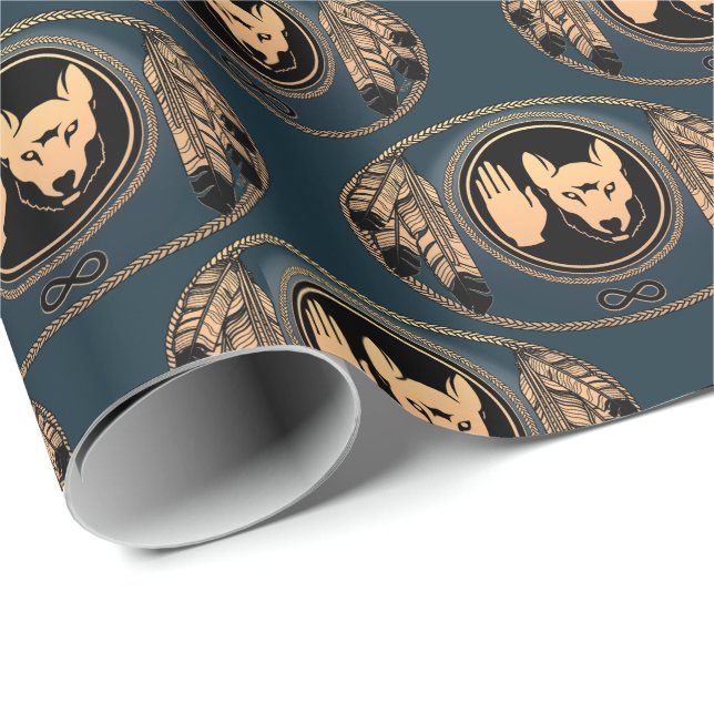 Metis  Wrapping Paper First Nations Wolf Art Paper (Roll Corner)