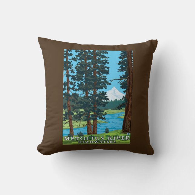 Metolius River Headwaters, Oregon Throw Pillow (Front)