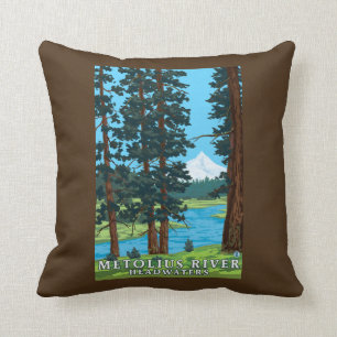 Metolius River Headwaters, Oregon Throw Pillow