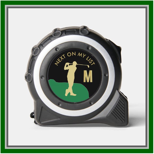 Mètre Ruban Amusants Homme Golf Thème Nom Monogramme (Créateur téléchargé)