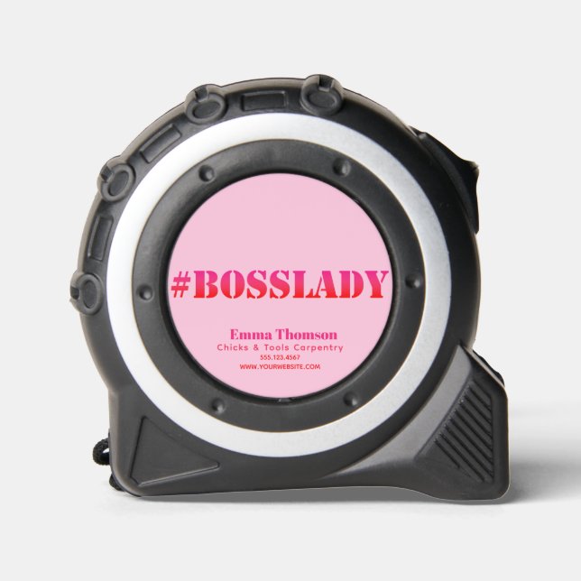 Mètre Ruban #BossLady - Citation amusante rose et rouge Ombre (Recto)
