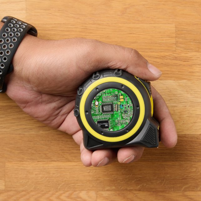 Mètre Ruban Carte à circuit imprimé Microchip verte Nom Geeky (Maison)