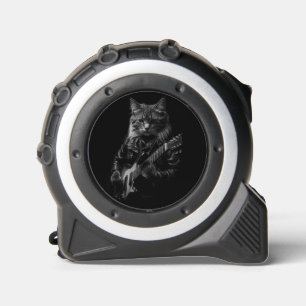 Mètre Ruban Chat avec cuir Veste jouant guitare électrique