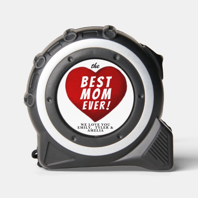 Mètre Ruban Meilleure maman Jamais Red Heart Nom de famille (Recto)