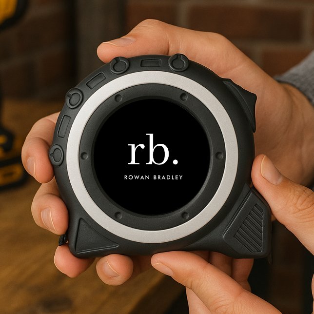 Mètre Ruban Monogram Classic Elegant Minimum Black and White (Créateur téléchargé)