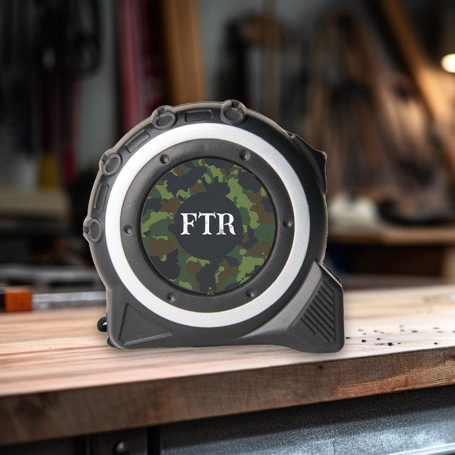 Mètre Ruban Monogramme Camouflage Camo armée verte (Créateur téléchargé)