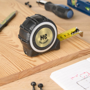 Mètre Ruban Monogramme minimaliste Arrière - plan d'or métalli