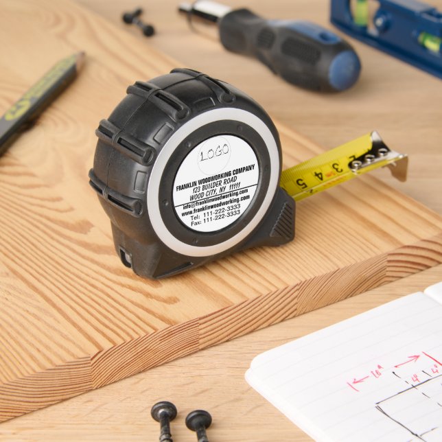 Mètre Ruban Nom de l'entreprise LOGO Cadeau client noir blanc (Boiseries)