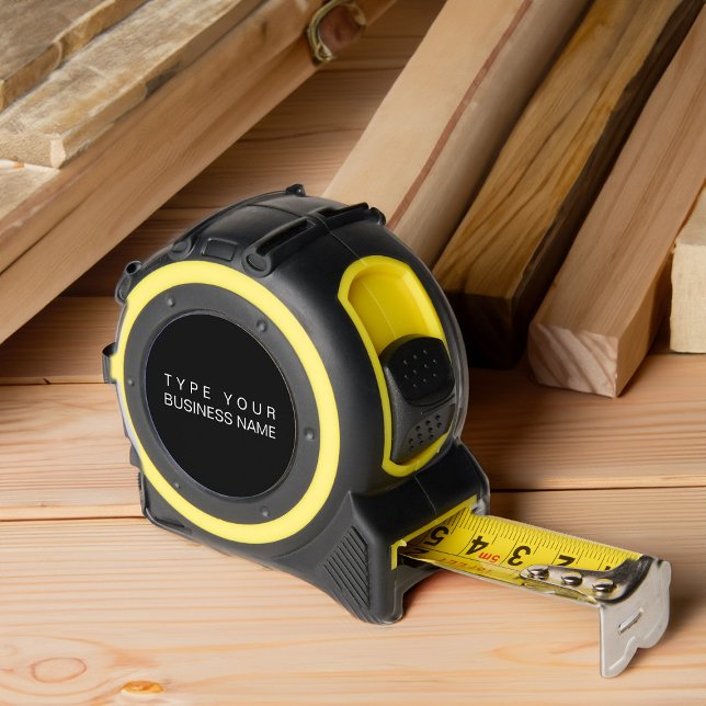 Mètre Ruban Nom d'entreprise Simple Minimaliste Personnalisé (Branded with business name in simple clear typography)