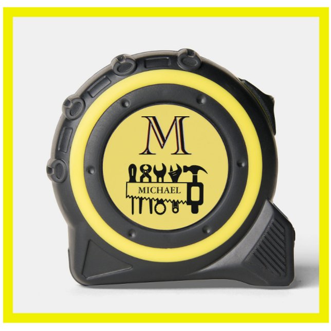 Mètre Ruban Outils de nom de monogramme personnalisé cool (Créateur téléchargé)