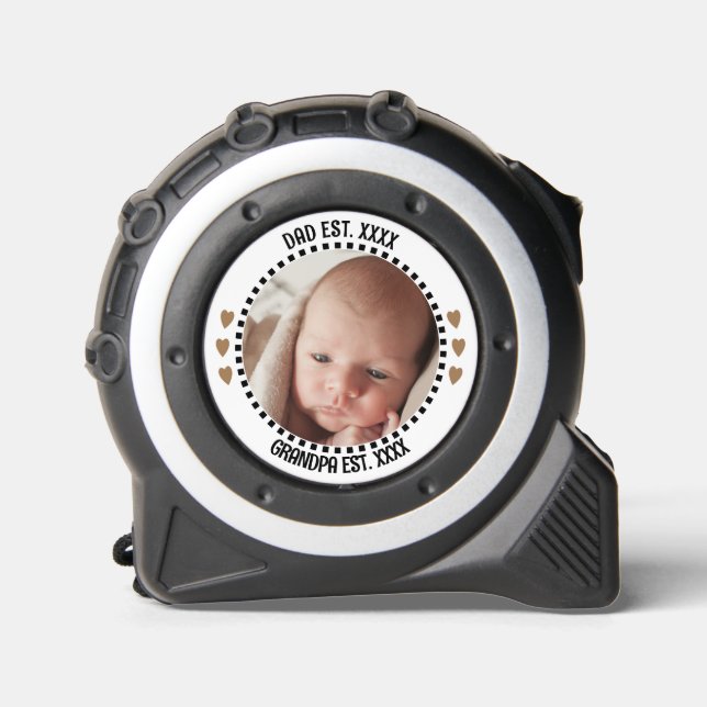 Mètre Ruban Papa / Grandpa est ans ajouter photo noir brun (Recto)