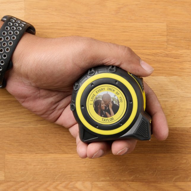 Mètre Ruban Photo Personnalisée J'Aime Chaque Pouce De Vous (Maison)