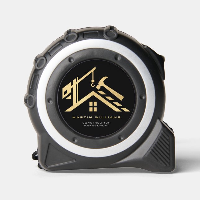 Mètre Ruban Service de construction moderne Gold & Black Build (Recto)