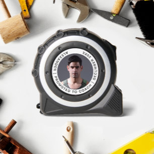 Mètre Ruban Simple Noir Et Blanc Coach Photo Nom Personnalisé