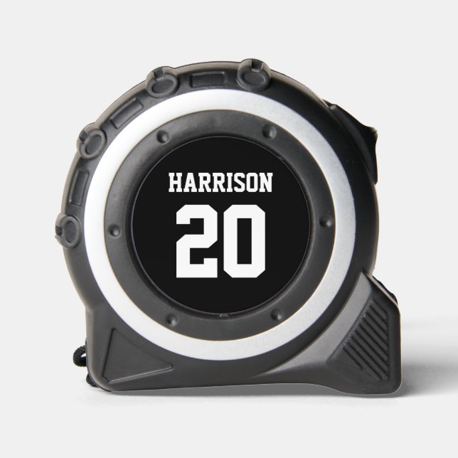 Mètre Ruban Varsity sports blanc noir nom d'équipe (Recto)