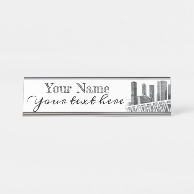 Metro bridge Pencil drawing Desk Name Plate (Front)