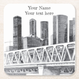 Metro bridge square paper coaster
