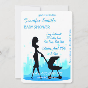 Metro City Boy Baby Shower Blue Invitation